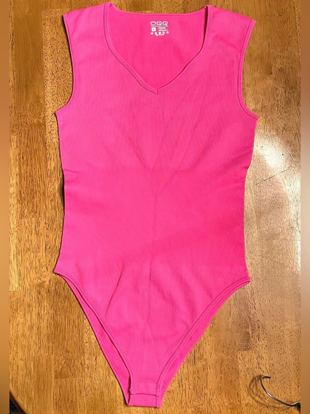 OQQ Pink Sleeveless Bodysuit Size Large (NWOT)